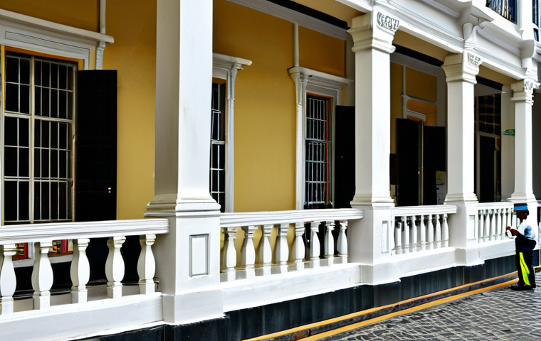 Historical Building Assessment**

"A professional building appraiser, fully clothed in appropriate attire, examining the facade of a well-maintained colonial-era building in Georgetown, Malaysia. The scene is during daylight, showcasing intricate architectural details. Safe for work, appropriate content, perfect anatomy, natural proportions, modest clothing, professional setting."

**
