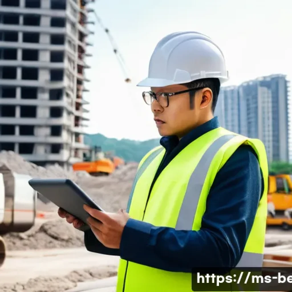 건축평가사와 유사한 직업 비교 - A professional Malay Quantity Surveyor, either male or female, in their late 20s to early 30s, stand...