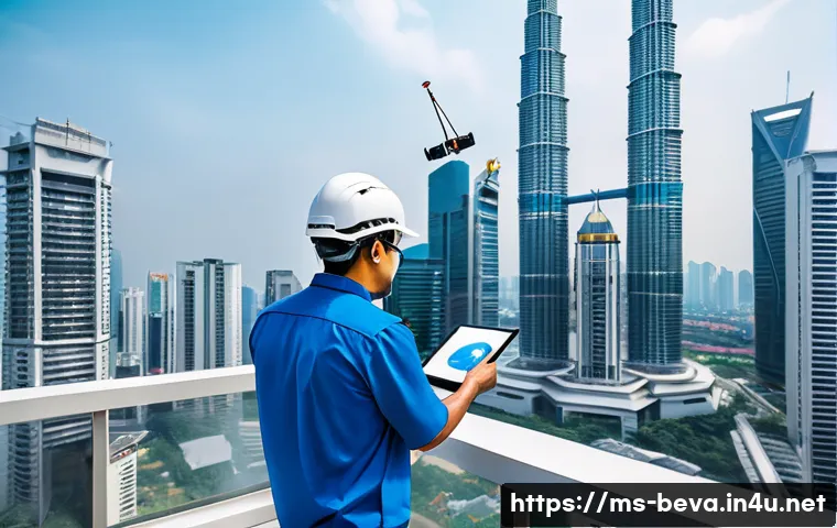 건축평가사가 알아야 할 국제 기준 - A professional building assessor using a drone to inspect the rooftop of a modern high-rise office b...