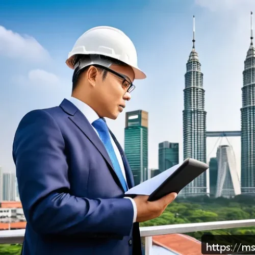 건축평가사 이직 성공기 - A professional building appraiser in Malaysia conducting a thorough on-site inspection of a mid-rise...