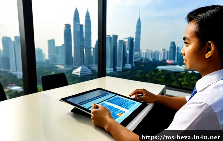 Home 17 건축평가사의 업계 리포트 분석법 - Photorealistic Malaysian property valuation analyst in a modern Kuala Lumpur office, carefully compa...